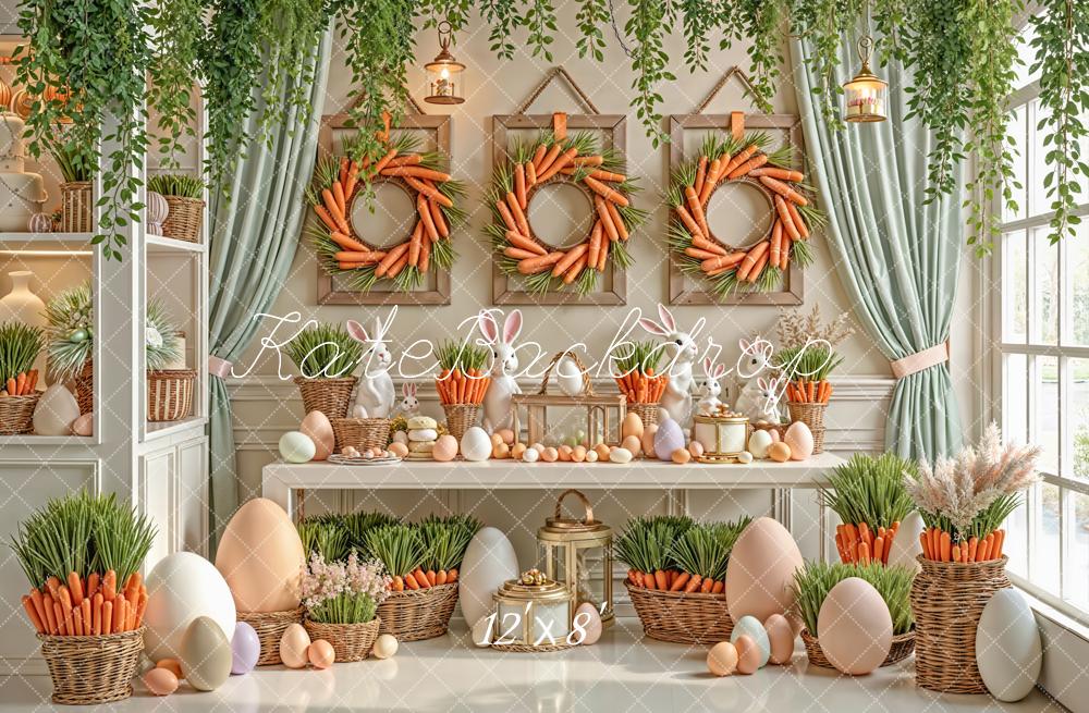 Kate Easter Bunny Carrots Eggs Baskets Fleece Backdrop Designed by Emstselch - Image 4