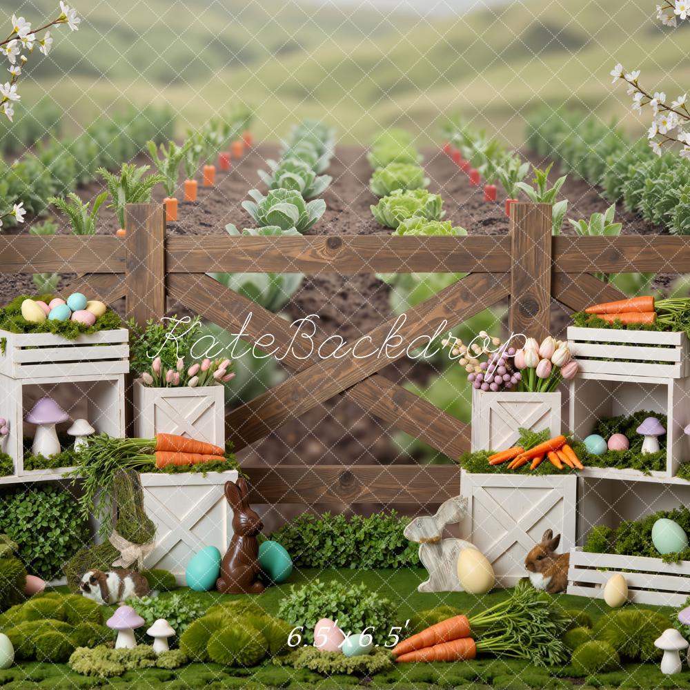 Kate Easter Bunny Carrots Eggs Vegetable Garden Backdrop Designed by Mini MakeBelieve - Image 2