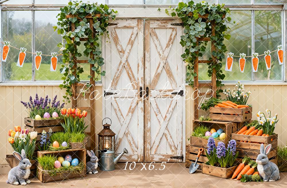 Kate Easter Bunny Carrots Farm Fleece Backdrop Designed by Emetselch - Image 2