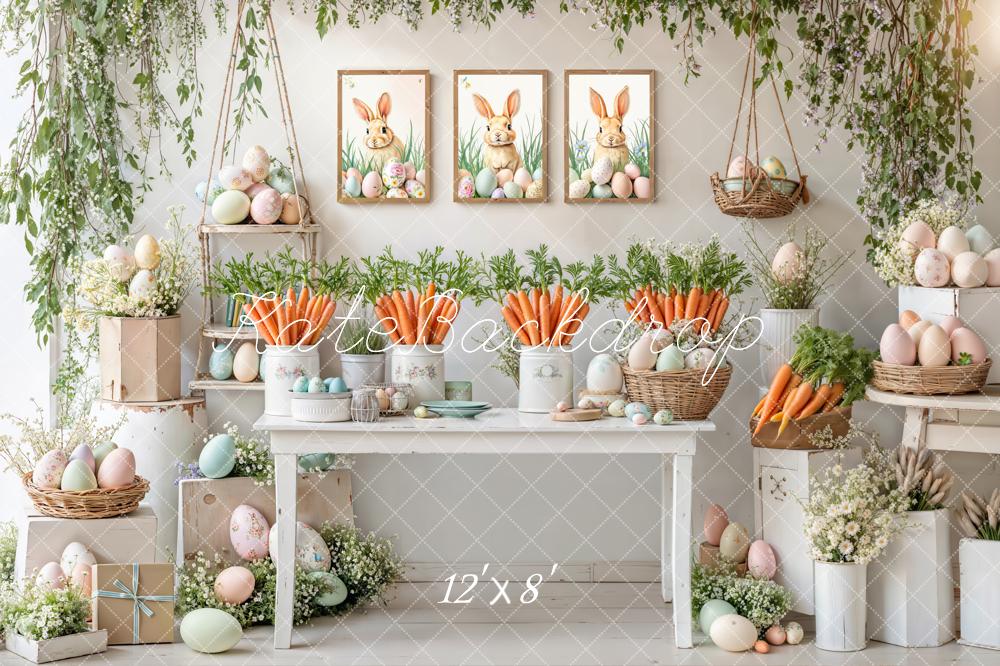 Kate Easter Bunny Carrots Pastel Eggs Backdrop Designed by Emetselch - Image 8