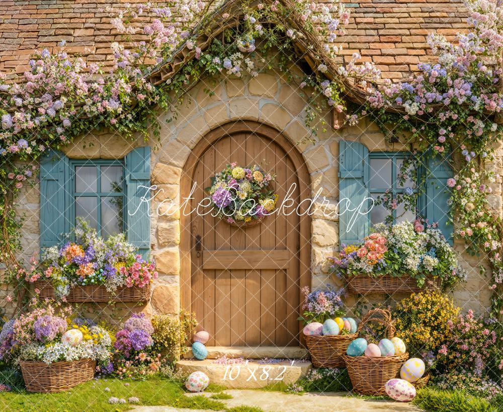 Kate Easter Cottage Floral Basket Backdrop Designed by Emetselch - Image 6