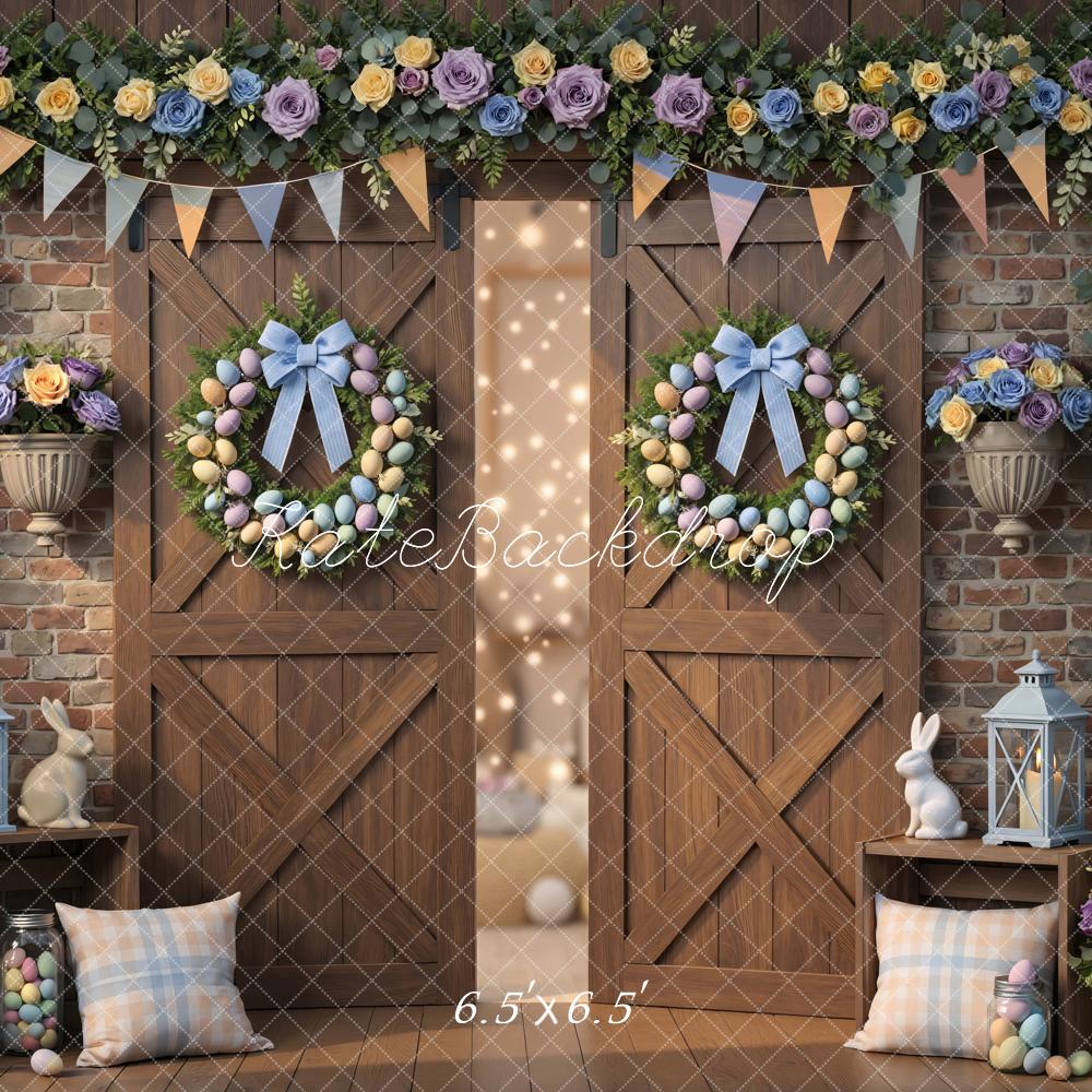 Kate Easter Bunny Egg Wreath Floral Barn Backdrop Designed by Mini MakeBelieve - Image 2