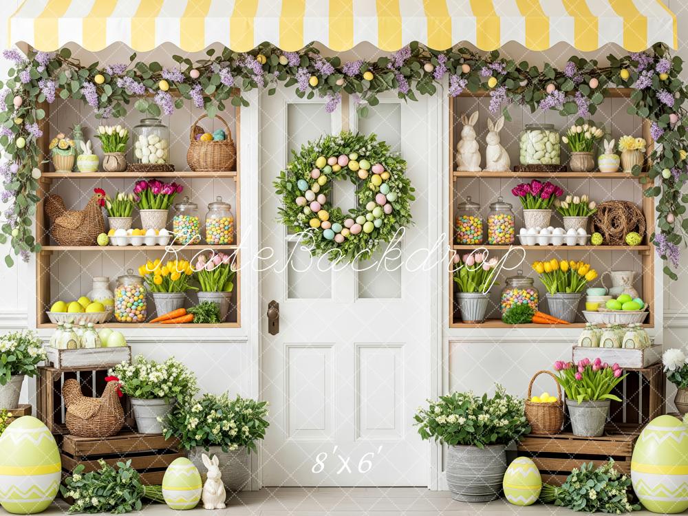 Kate Easter Bunny Eggs Garland Floral Fleece Backdrop Designed by Patty Robert