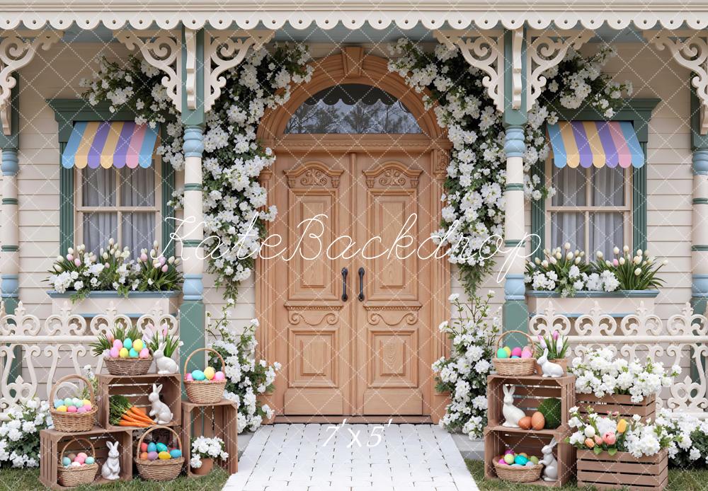 Kate Easter Bunny Eggs Floral Porch Backdrop Designed by Mini MakeBelieve