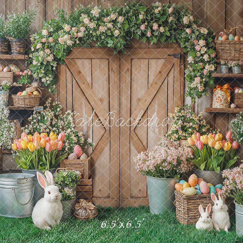 Kate Easter Bunny Eggs Garland Barn Door Backdrop Designed by Emetselch - Image 2