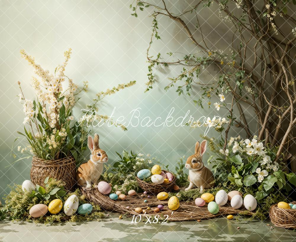 Kate Easter Bunny Eggs Nest Fleece Backdrop Designed by Emetselch - Image 4