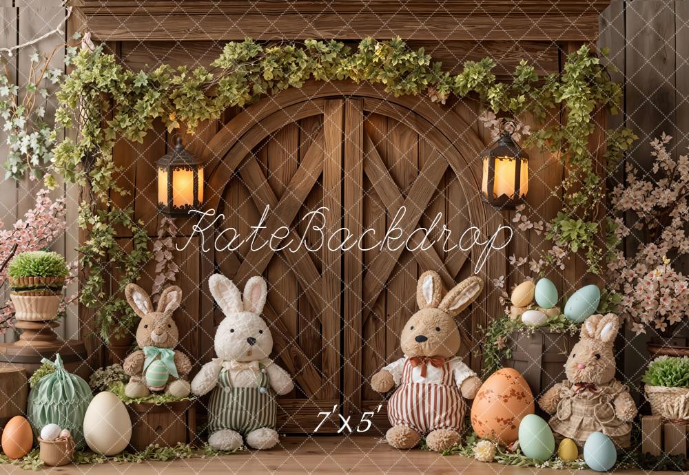 Kate Easter Bunny Eggs Rustic Door Backdrop Designed by Emetselch