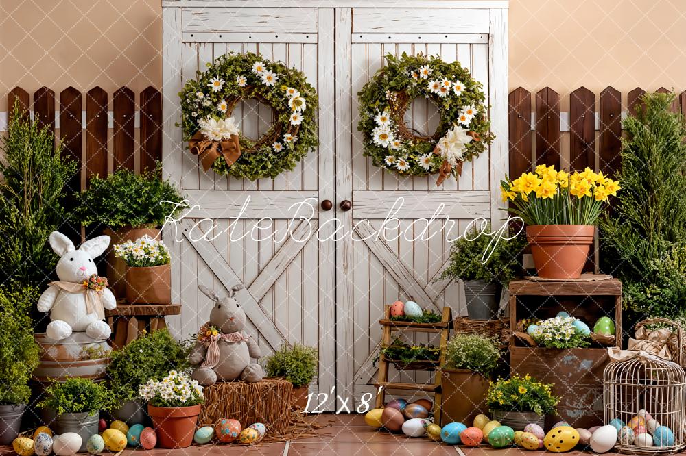 Kate Easter Bunny Eggs Spring Fleece Backdrop Designed by Emetselch - Image 4
