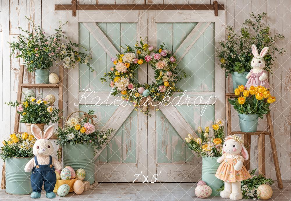 Kate Easter Bunny Floral Eggs Rustic Barn Backdrop Designed by Emetselch