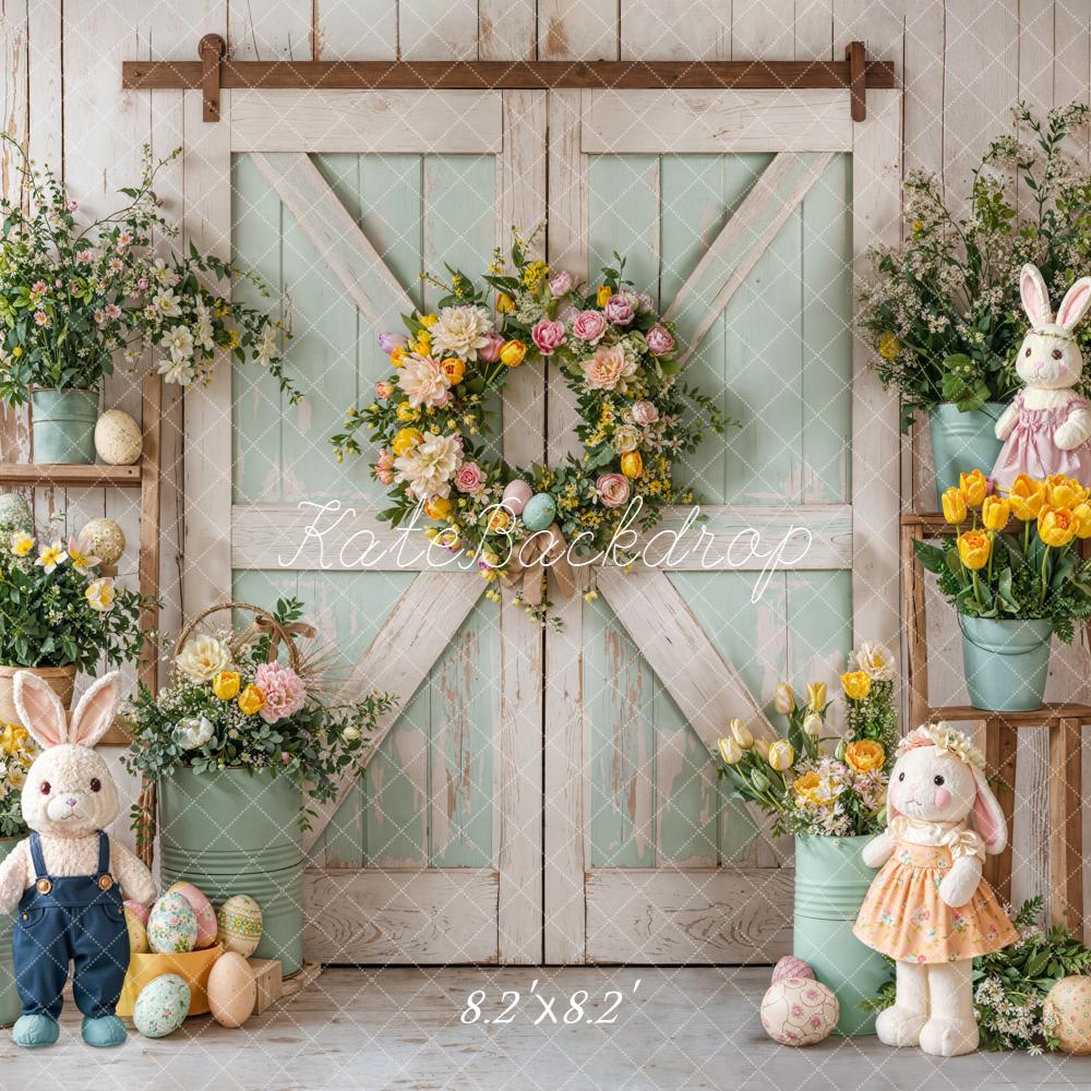 Kate Easter Bunny Floral Eggs Rustic Barn Backdrop Designed by Emetselch - Image 5