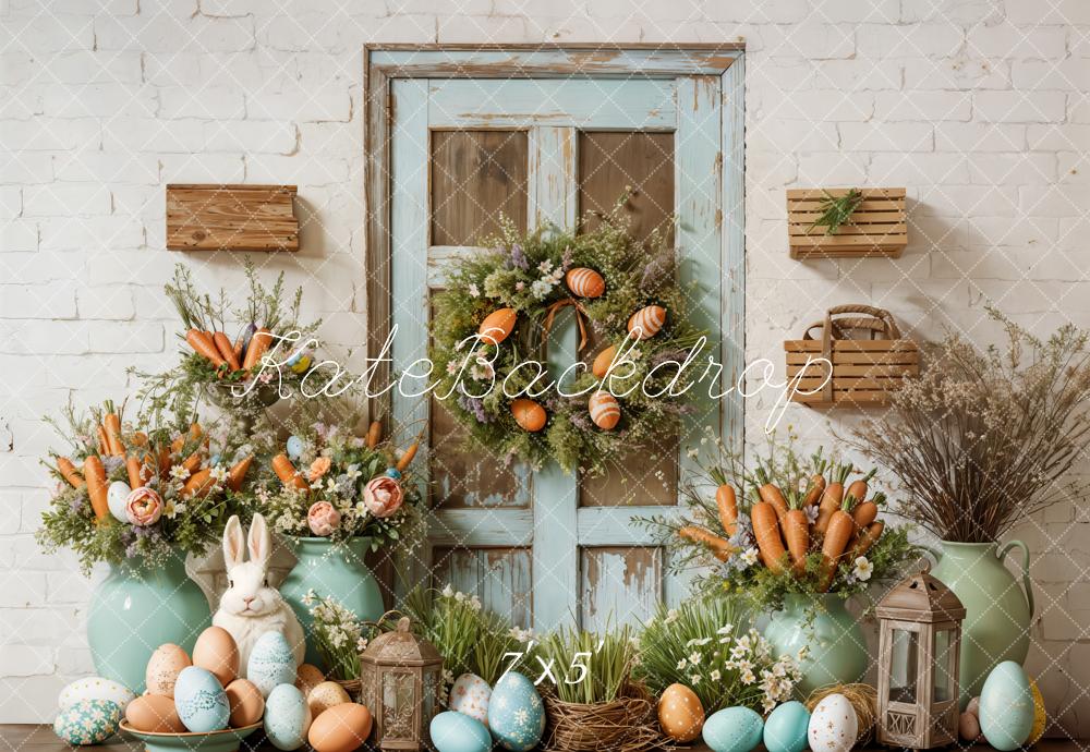 Kate Easter Bunny Floral Rustic Barn Backdrop Designed by Emetselch