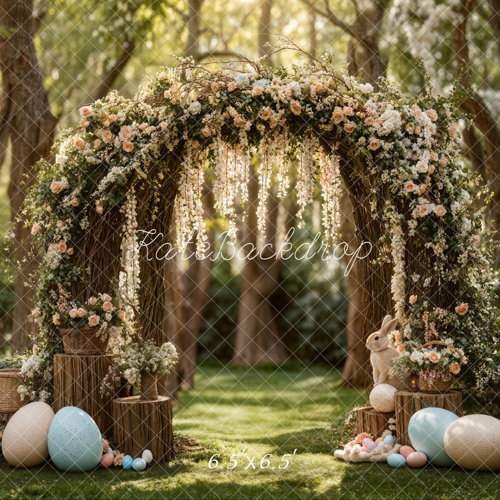 Kate Easter Bunny Flower Arch Pastel Eggs Backdrop Designed by Emetselch - Image 2