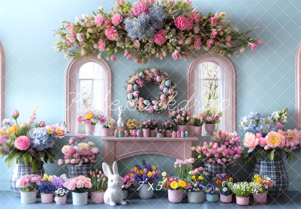 Kate Easter Bunny Flower Arch Window Backdrop Designed by Mini MakeBelieve