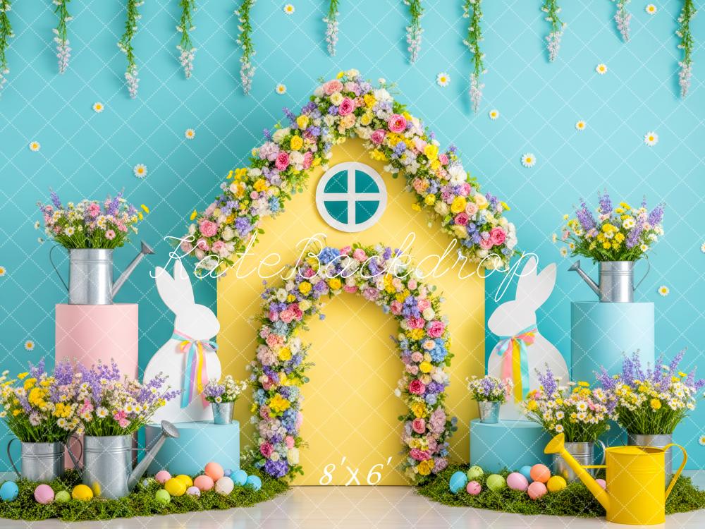 Kate Easter Bunny Pastel House Fleece Backdrop Designed by Patty Robert