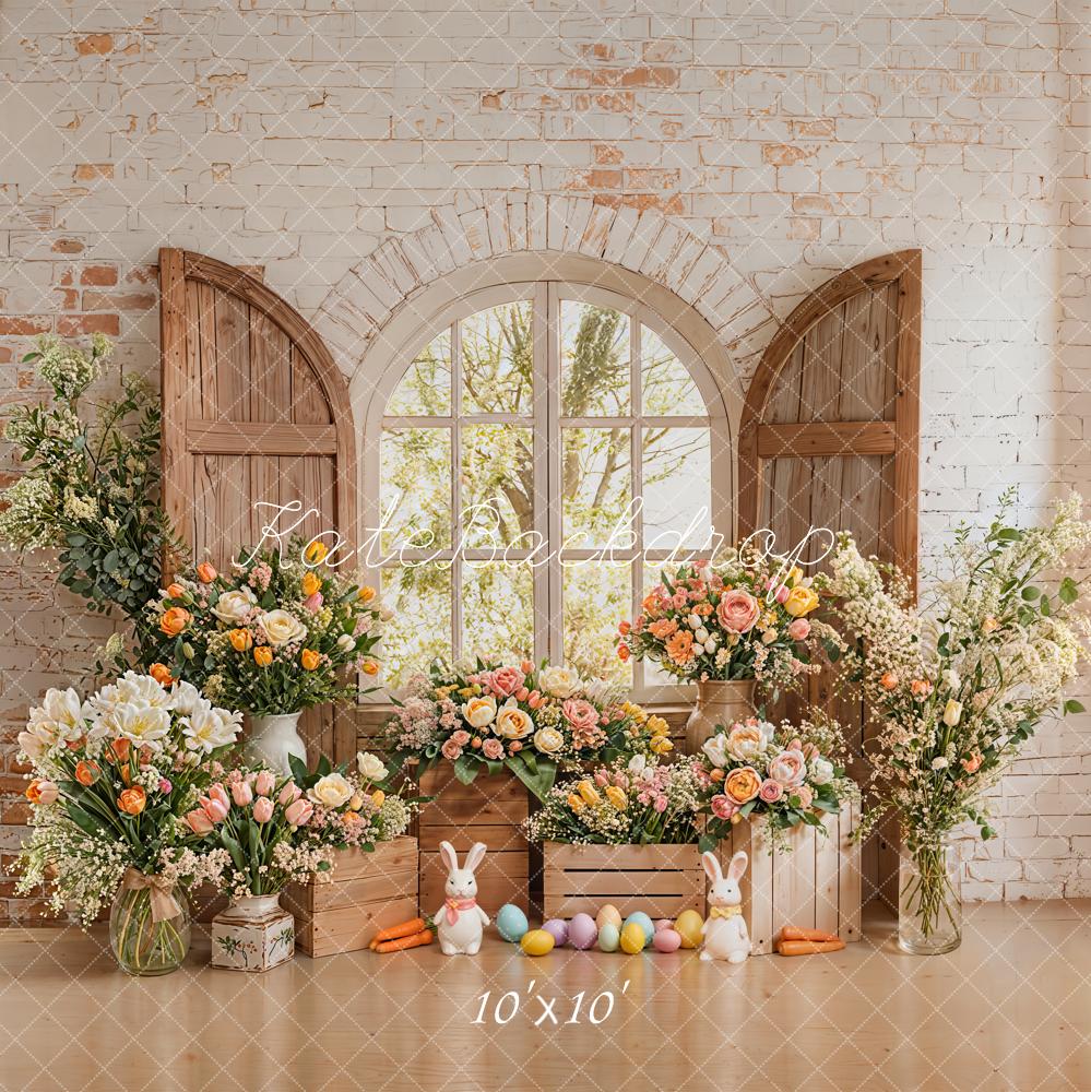 Kate Easter Bunny Flower Wooden Window Backdrop Designed by Emetselch - Image 7