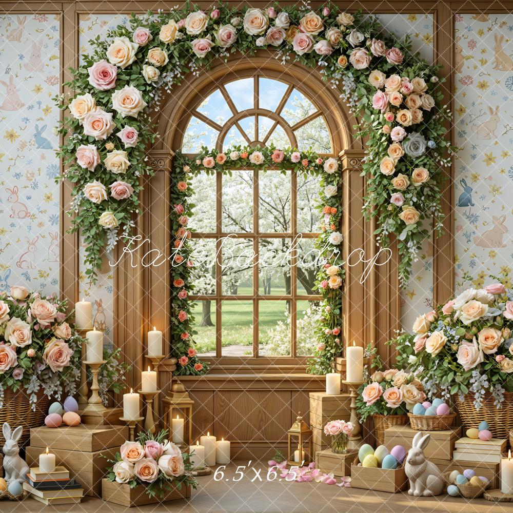 Kate Easter Bunny Flowers Candles Eggs Window Backdrop Designed by Mini MakeBelieve - Image 2
