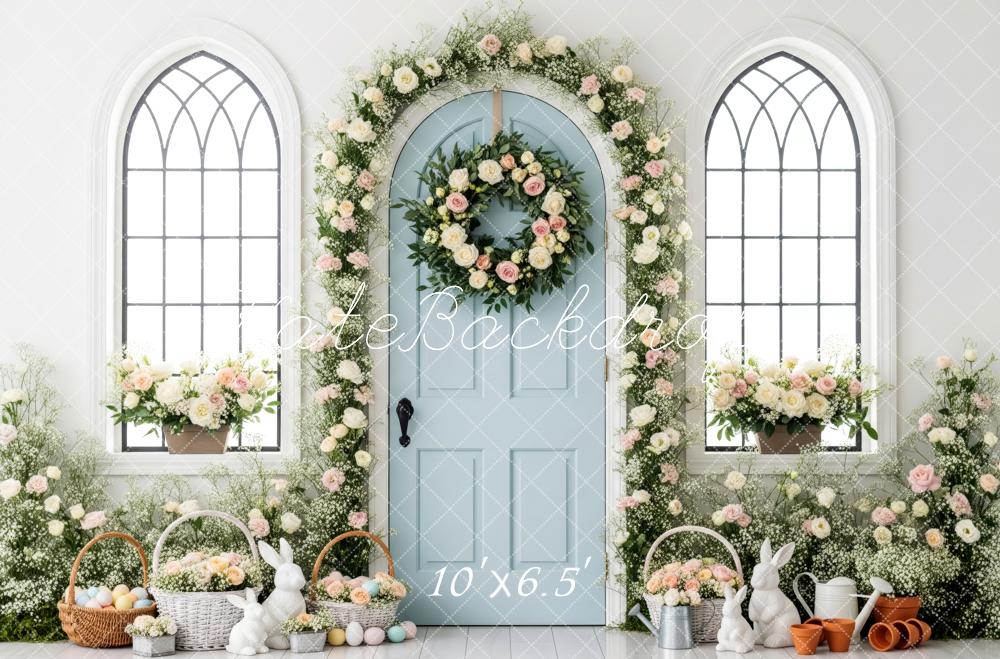 Kate Easter Bunny Garland Blue Door Fleece Backdrop Designed by Patty Robert - Image 2
