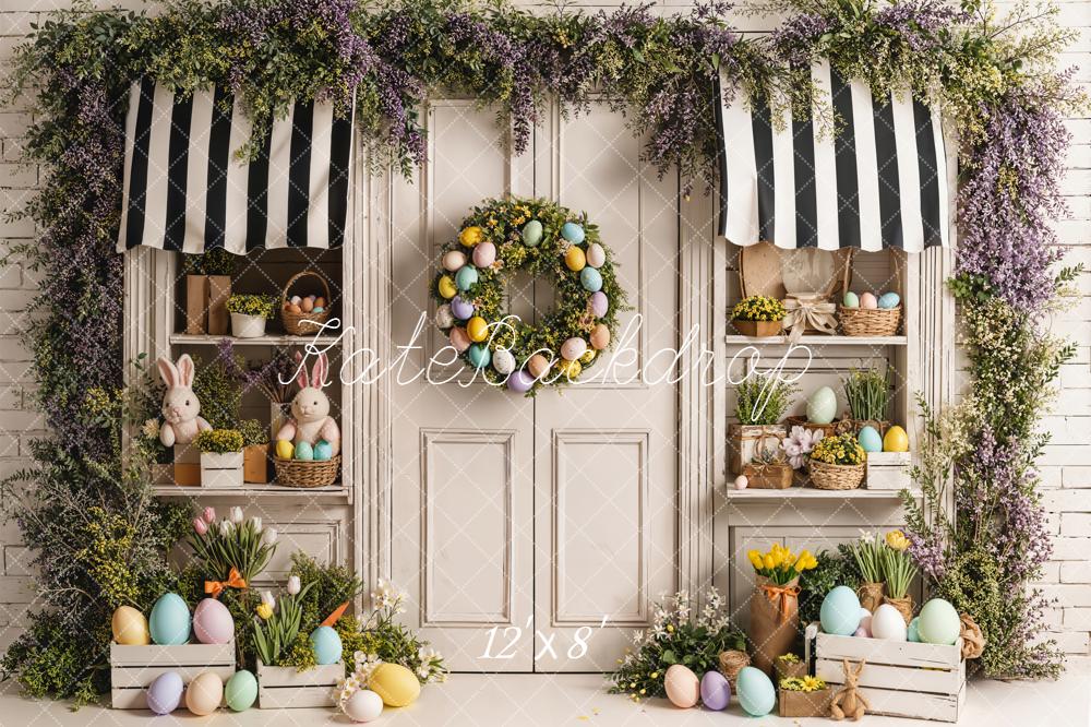 Kate Easter Bunny Pastel Eggs Doorway Fleece Backdrop Designed by Emetselch - Image 4