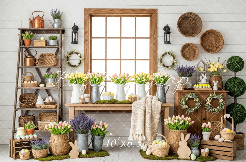 Kate Easter Bunny Spring Baskets Fleece Backdrop Designed by Patty Robert - Image 2