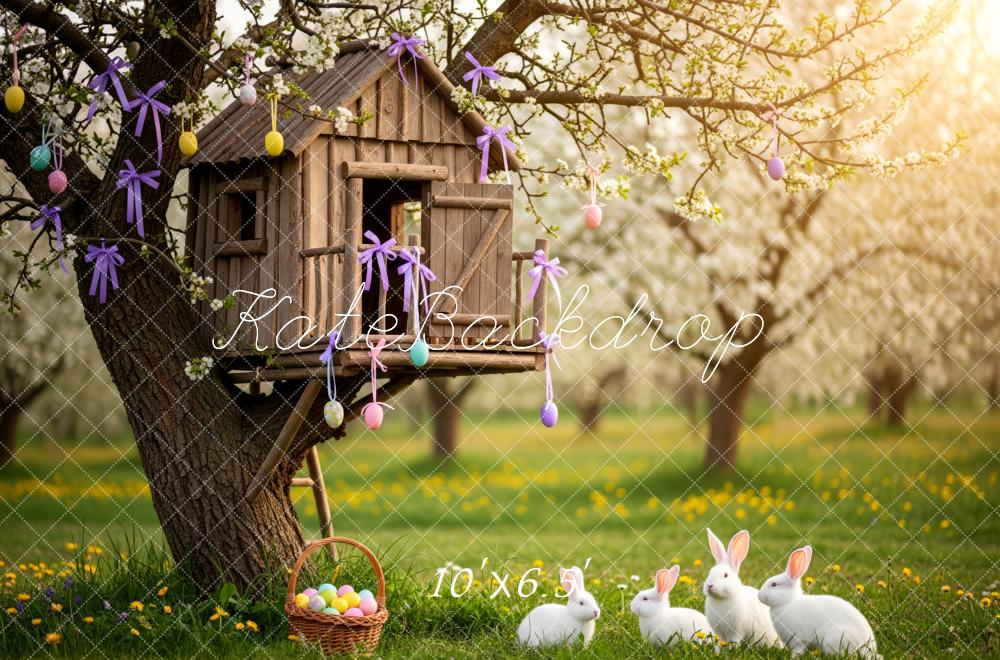 Kate Easter Bunny Treehouse Basket Eggs Backdrop Designed by Patty Robert - Image 4