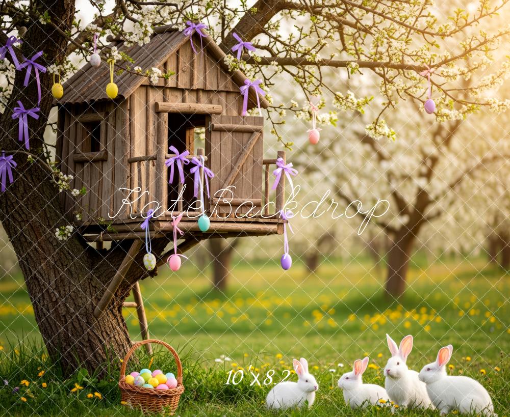 Kate Easter Bunny Treehouse Basket Eggs Backdrop Designed by Patty Robert - Image 6