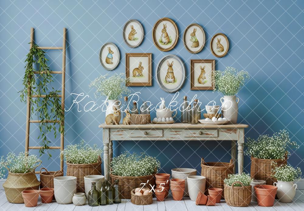 Kate Easter Bunny Wall Art Rustic Pots Backdrop Designed by Patty Robert