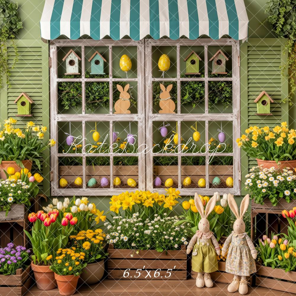 Kate Easter Bunny Window Birdhouse Floral Backdrop Designed by Patty Robert - Image 2