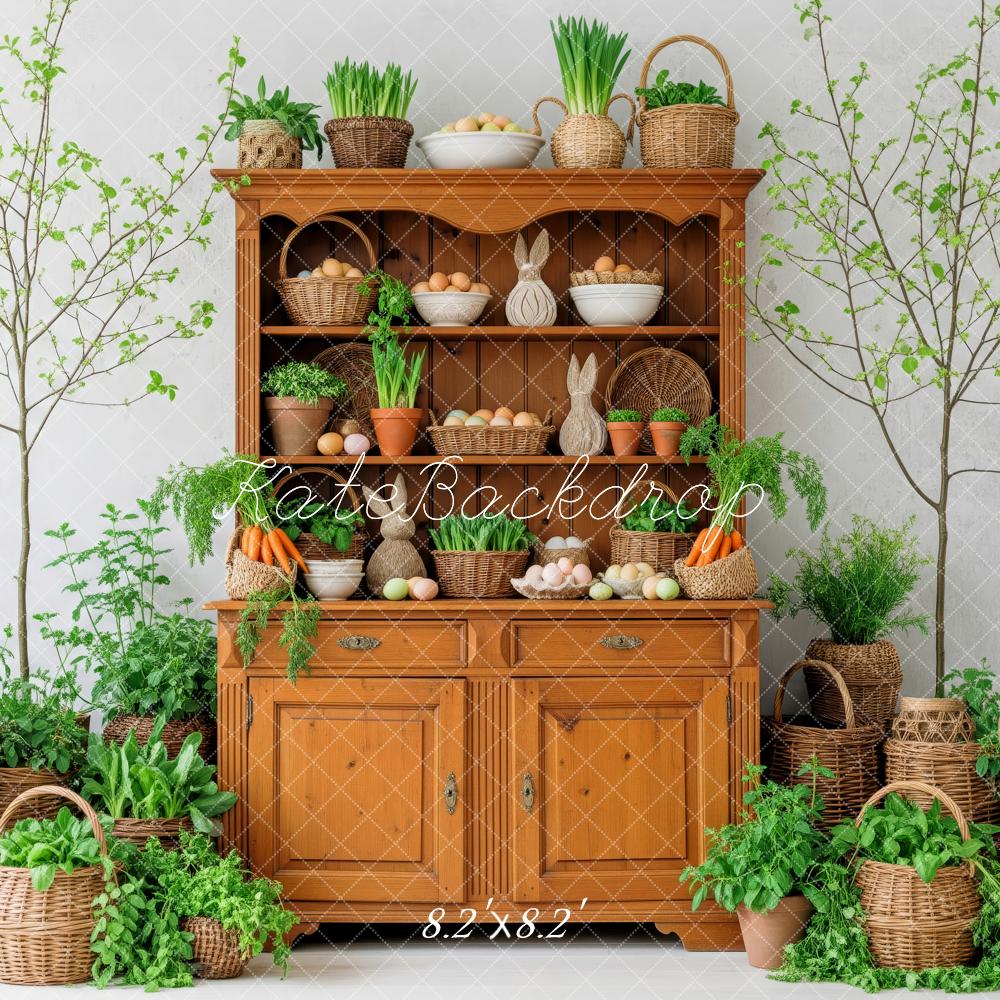 Kate Easter Bunny Wooden Cabinet Plants Backdrop Designed by Patty Robert - Image 5