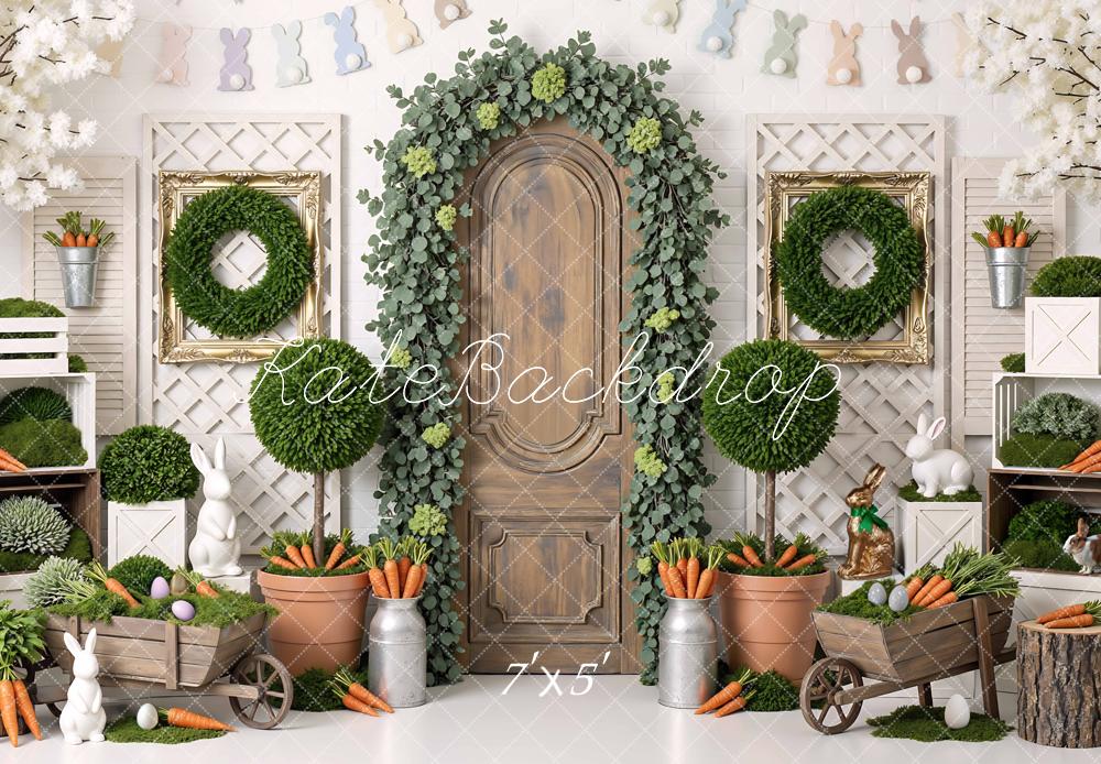 Kate Easter Bunny Wreath Carrots Cart Backdrop Designed by Mini MakeBelieve
