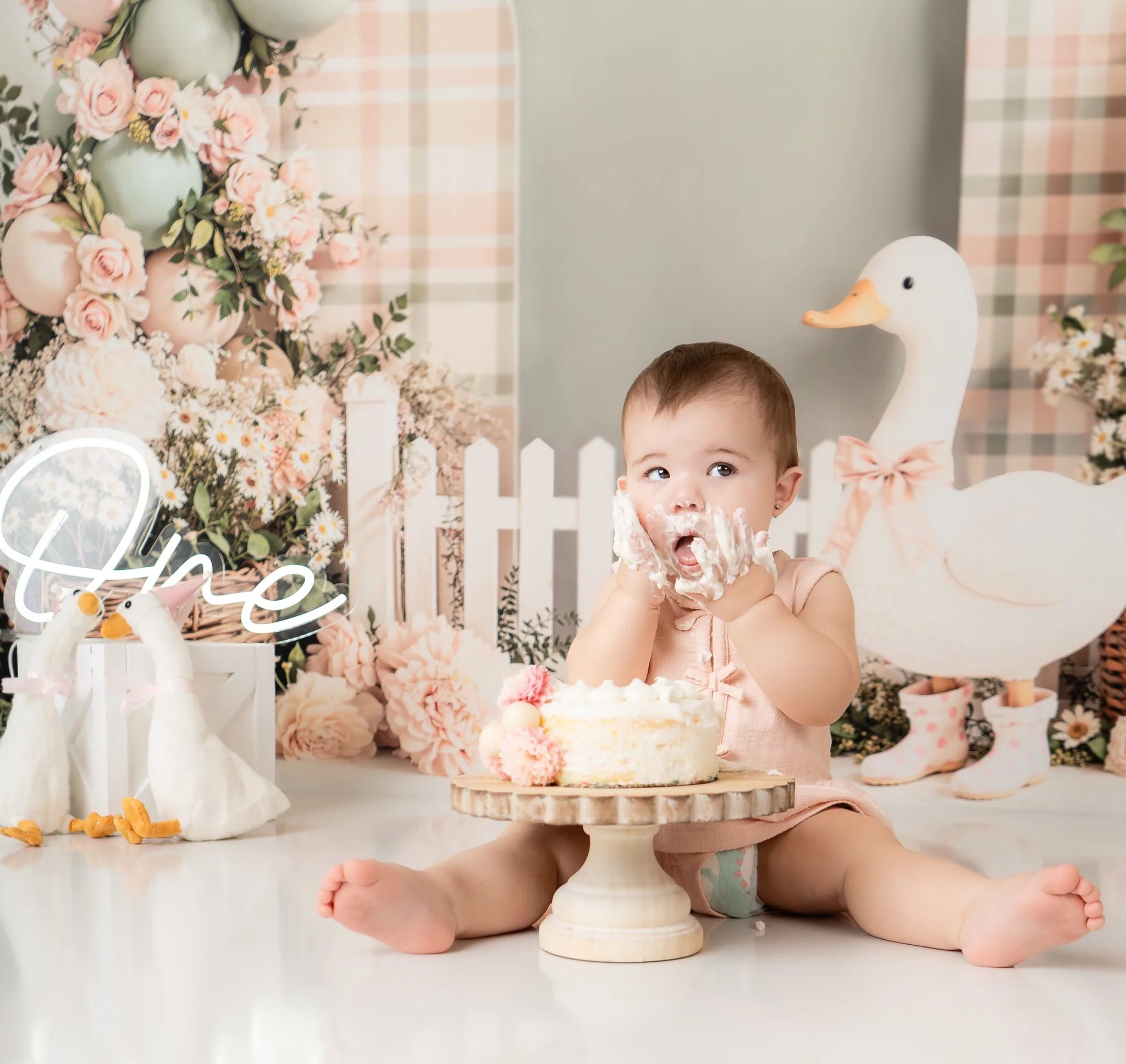 Kate Spring Duck Floral Balloons Pastel Backdrop Designed by Emetselch - Image 7