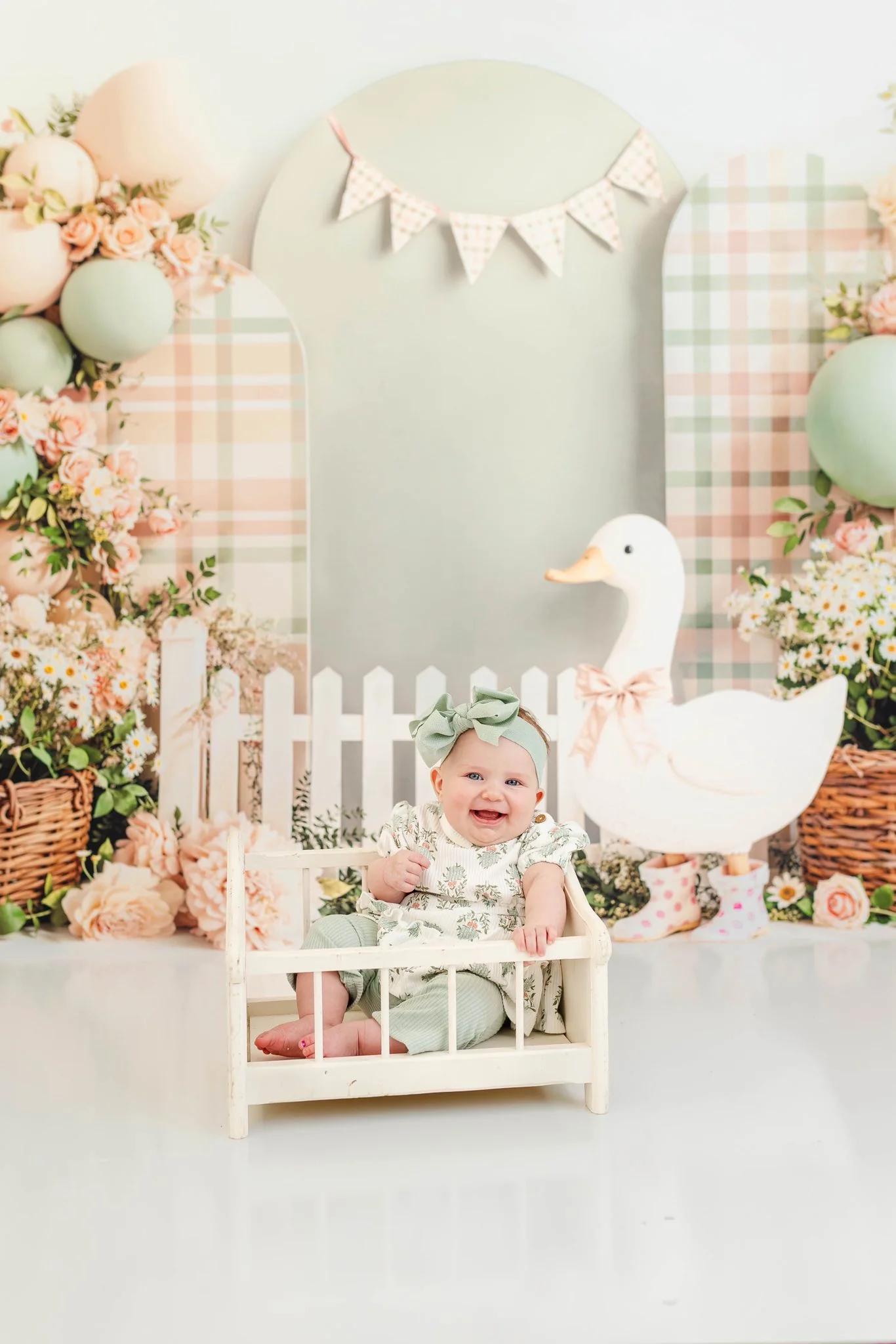 Kate Spring Duck Floral Balloons Pastel Backdrop Designed by Emetselch - Image 9