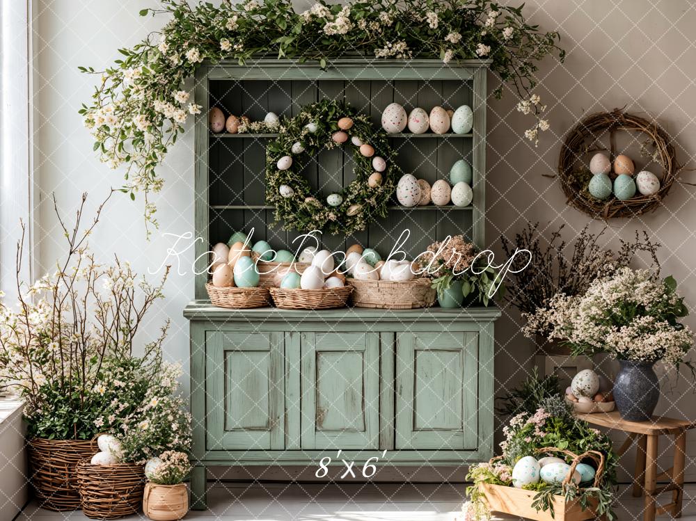 Kate Easter Egg Floral Cabinet Fleece Backdrop Designed by Emetselch