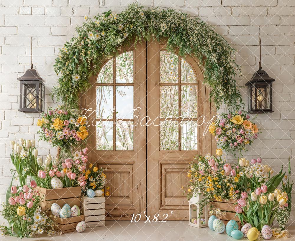 Kate Easter Eggs Arch Wooden Door Tulips Backdrop Designed by Emetselch - Image 6