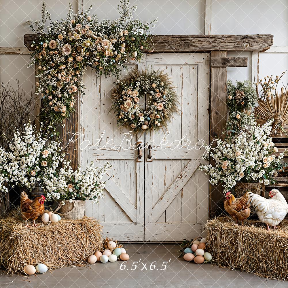 Kate Easter Eggs Chickens Rustic Backdrop Designed by Emetselch - Image 4