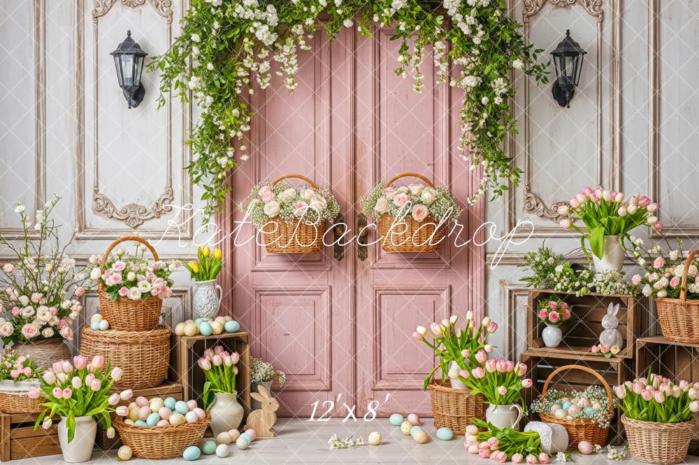 Kate Easter Eggs Pink Door Floral Baskets Backdrop Designed by Patty Robert - Image 8