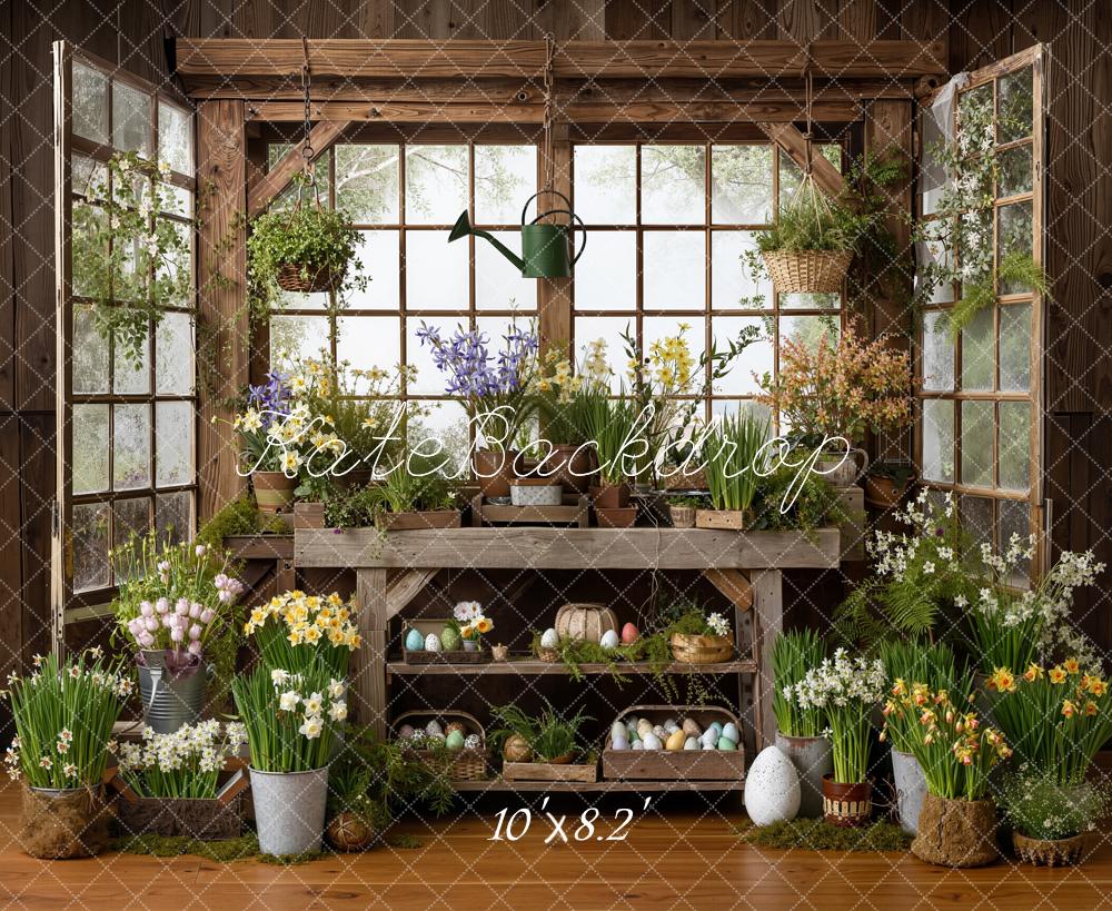 Kate Easter Eggs Spring Plants Rustic Window Backdrop Designed by Emetselch - Image 6