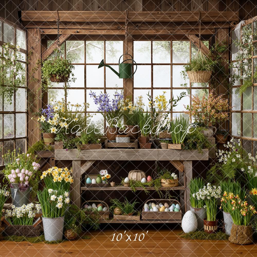 Kate Easter Eggs Spring Plants Rustic Window Backdrop Designed by Emetselch - Image 7