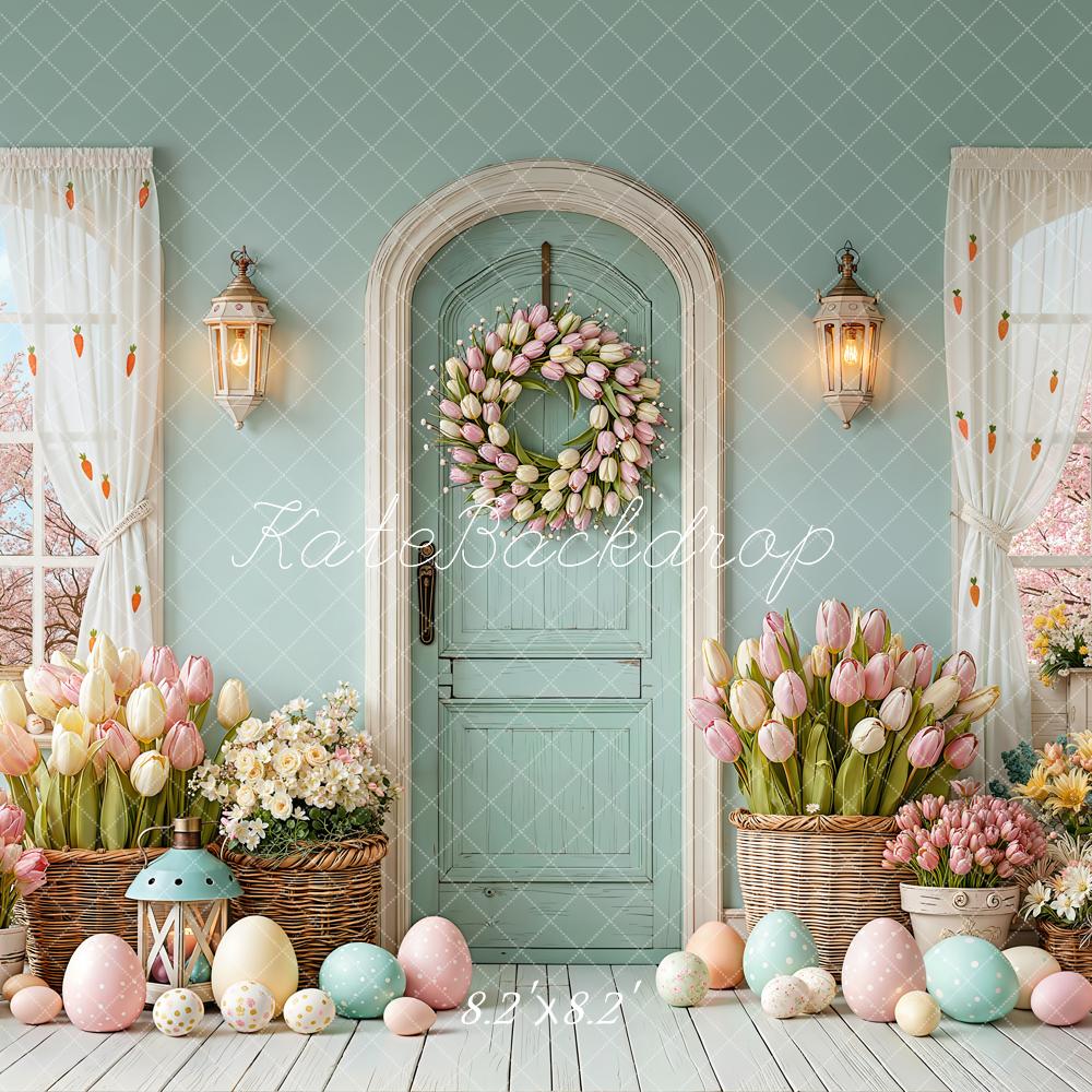 Kate Easter Eggs Tulips Wreath Pastel Room Backdrop Designed by Emetselch - Image 5
