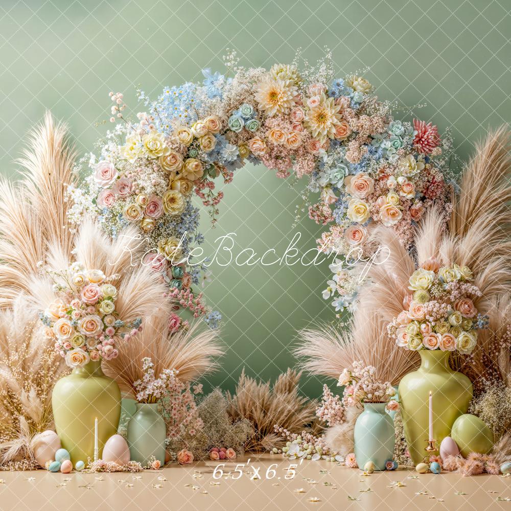 Kate Easter Floral Arch Pastel Eggs Pampas Backdrop Designed by Emetselch - Image 2