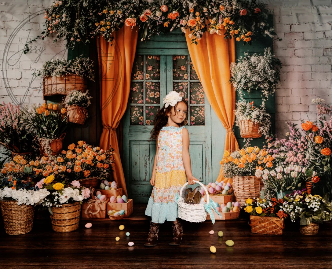 Kate Easter Floral Door Curtain Backdrop Designed by Emetselch