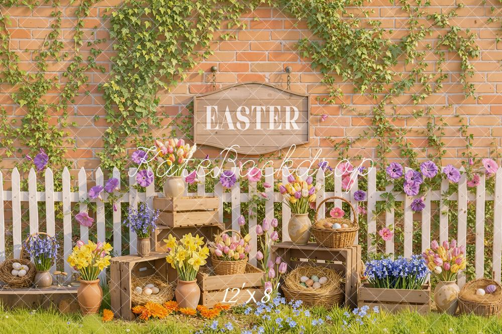 Kate Easter Floral Eggs Picket Fence Backdrop Designed by Emetselch - Image 8