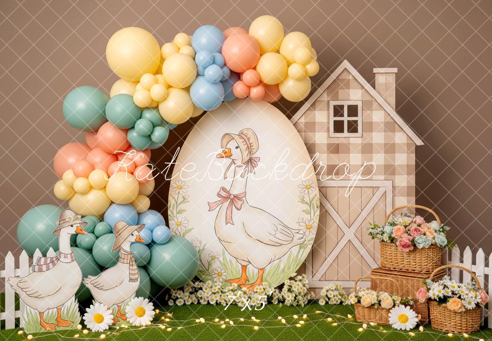 Kate Easter Geese Pastel Balloons Barn Backdrop Designed by Patty Robert