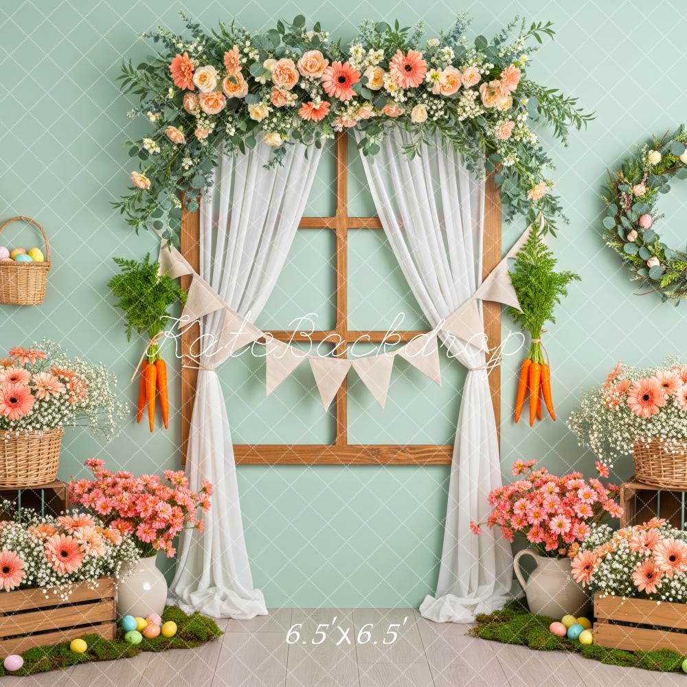 Kate Easter Pastel Eggs Window Floral Backdrop Designed by Patty Robert - Image 2