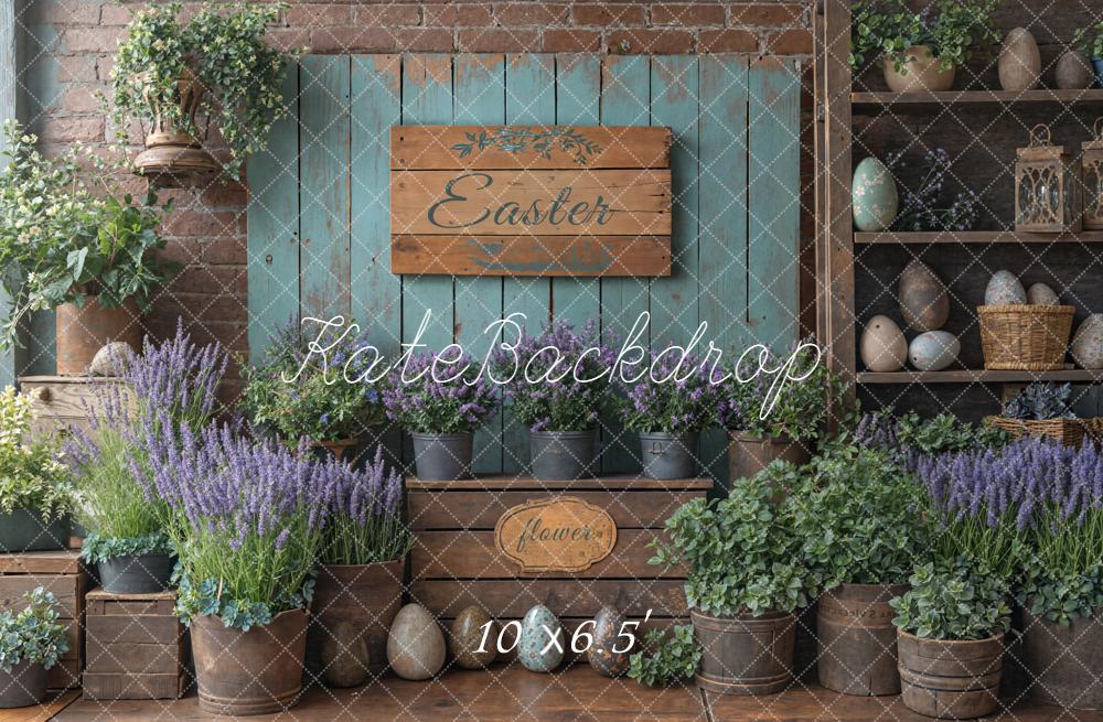 Kate Easter Plants Wooden Wall Fleece Backdrop Designed by Emetselch - Image 2