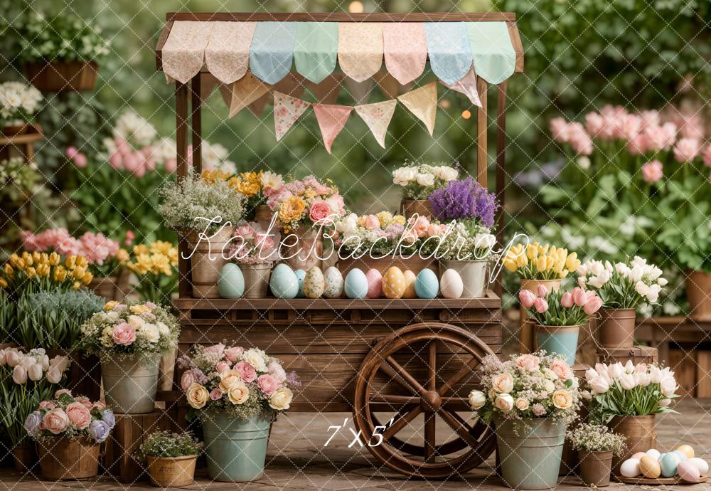 Kate Easter/Spring Flower Cart Eggs Backdrop Designed by Emstselch