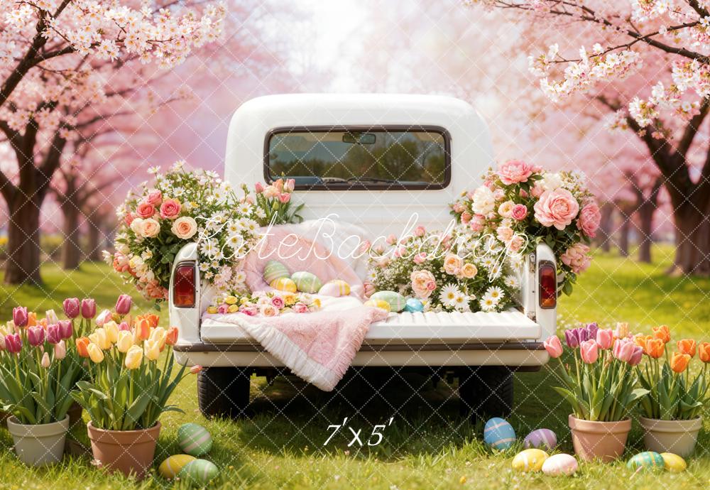 Kate Easter Truck Blossoms Tulips Backdrop Designed by Emetselch