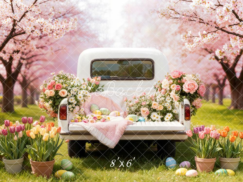 Kate Easter Truck Blossoms Tulips Backdrop Designed by Emetselch - Image 3