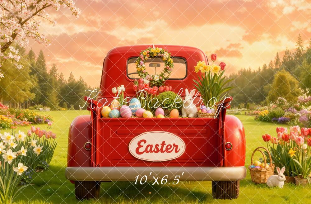 Kate Easter Truck Eggs Fleece Backdrop Designed by Emetselch - Image 2