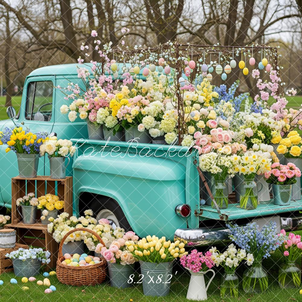 Kate Easter Truck Spring Flowers Pastel Eggs Backdrop Designed by Patty Robert - Image 5