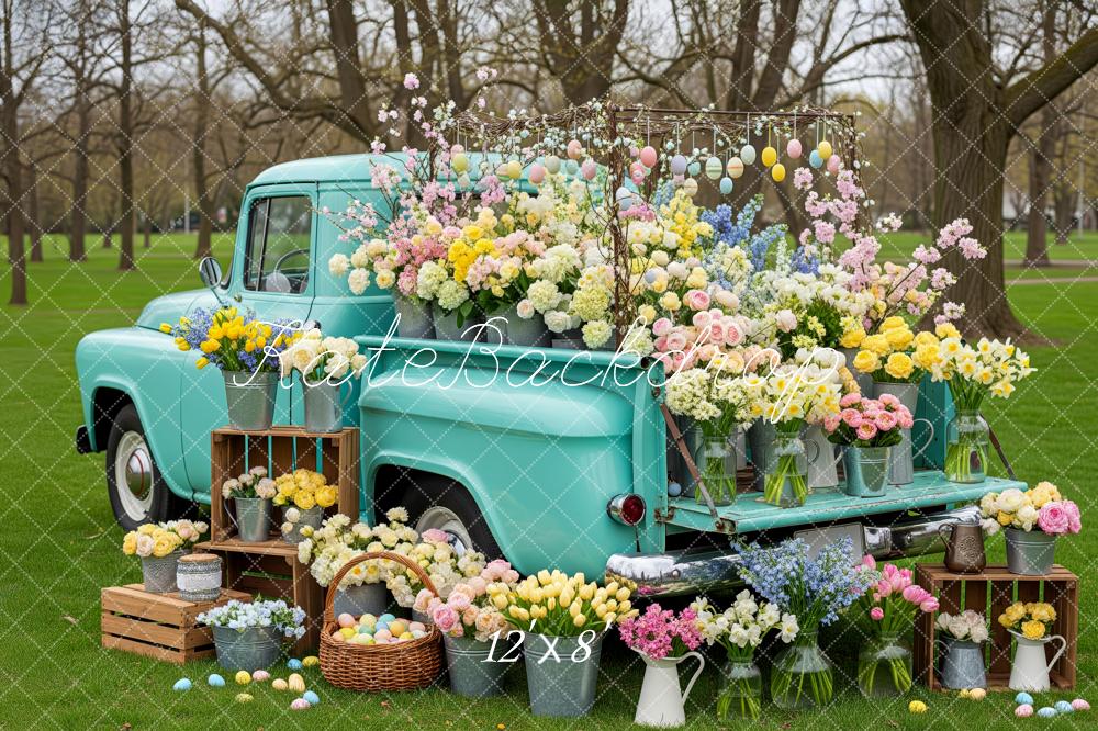 Kate Easter Truck Spring Flowers Pastel Eggs Backdrop Designed by Patty Robert - Image 8